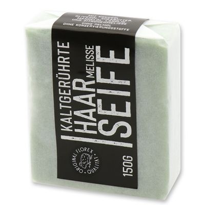 Special cold-stirred soap 150g "Black Edition" packed white, Hair soap Melissa 