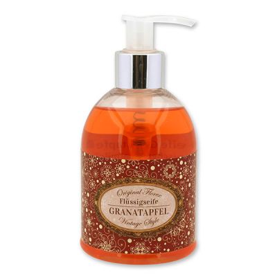 Liquid sheep milk soap 250ml in a dispenser "Vintage motif 182", Pomegranate 