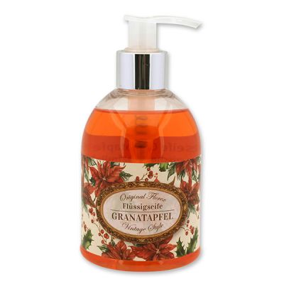 Liquid sheep milk soap 250ml in a dispenser "Vintage motif 213", Pomegranate 