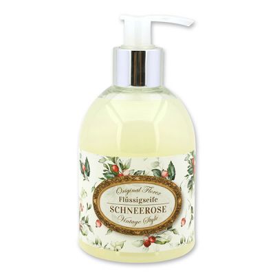 Liquid sheep milk soap 250ml in a dispenser "Vintage motif 218", Christmas rose white 