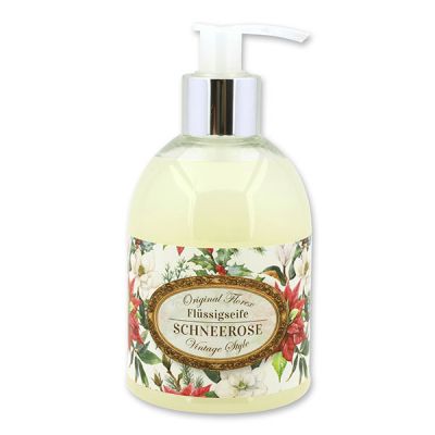 Liquid sheep milk soap 250ml in a dispenser "Vintage motif 219", Christmas rose white 