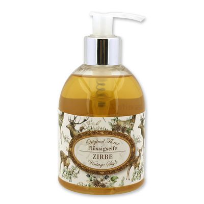 Liquid sheep milk soap 250ml in a dispenser "Vintage motif 223", Swiss pine 