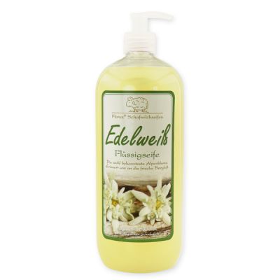 Liquid sheep milk soap refill 1L in the bottle with a dispenser, Edelweiss 