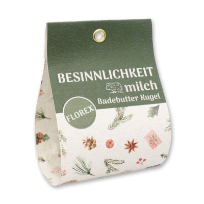 Badebutter-Kugel mit Schafmilch 50g in Tasche "Besinnlichkeit", Eisenkraut 