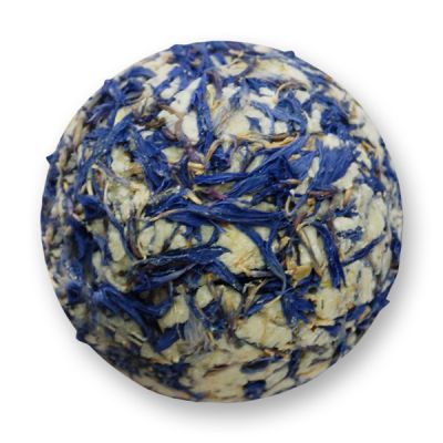 Badebutter-Kugel mit Schafmilch 50g, Kornblume blau/Lotus 