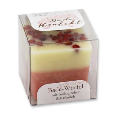 Bath butter cube with sheep milk 50g in box, Schinus beeries/Cranberry 