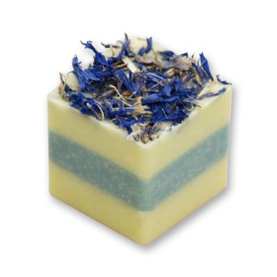 Bath butter cube with sheep milk 50g, Cornflower blue/Lotus 