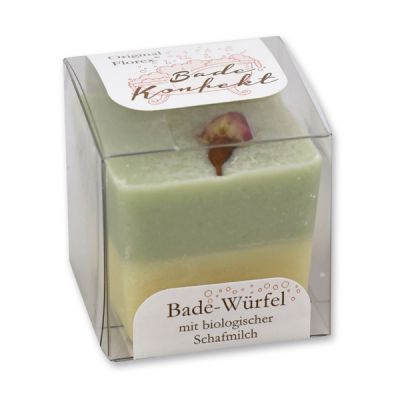 Bath butter cube with sheep milk 50g in box, Rosebud/Rose 