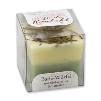 Bath butter cube with sheep milk 50g in box, Spruce needles/Swiss pine 