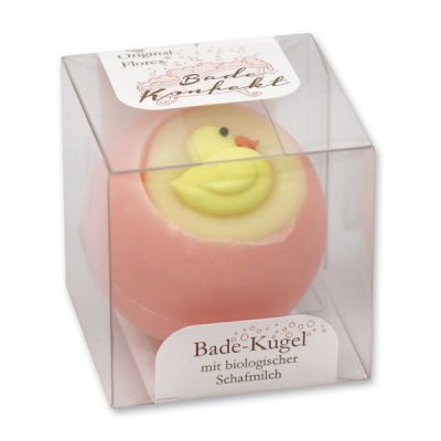 Bath butter ball with sheep milk 50g in box, Sugar duck/Strawberry 