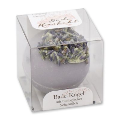 Bath butter ball with sheep milk 50g in box, Lavender flowers/Lavender-Rosemary 