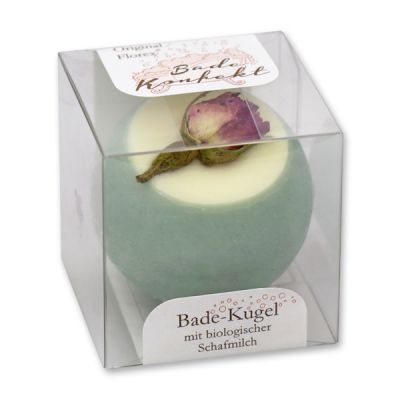 Bath butter ball with sheep milk 50g in box, Rosebud/Rose 