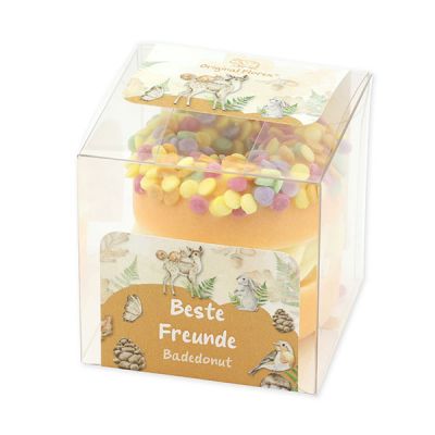 Badebutter-Donut mit Schafmilch 60g in Cellobox "Beste Freunde", Fruchttraum 