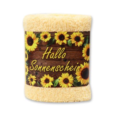 Hand towel 30x30cm "Hallo Sonnenschein", yellow 