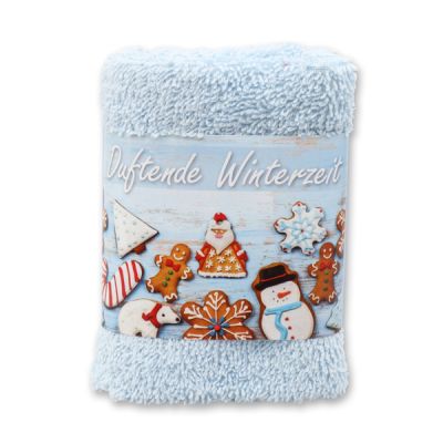 Hand towel 30x30cm "Duftende Winterzeit", blue 