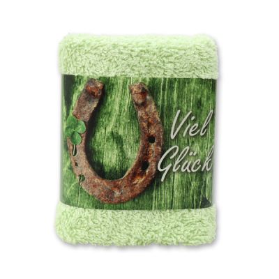 Hand towel 30x30cm "Viel Glück", green 
