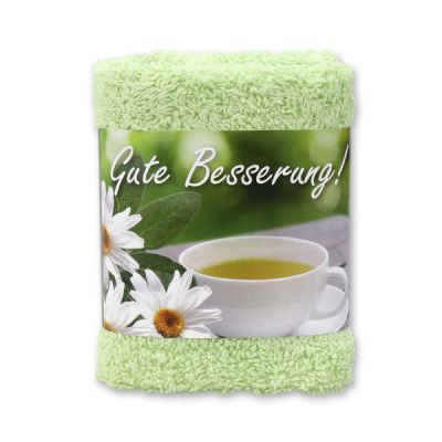 Towel 30x30cm green, "Gute Besserung" 