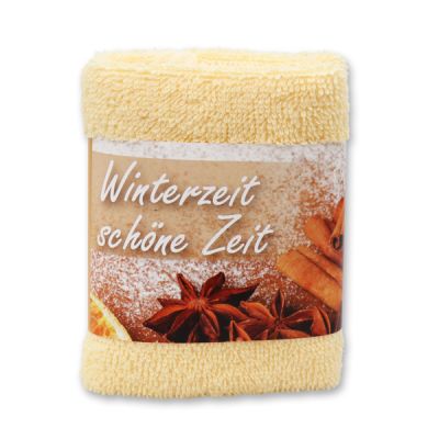 Hand towel 30x30cm "Winterzeit, schöne Zeit", yellow 