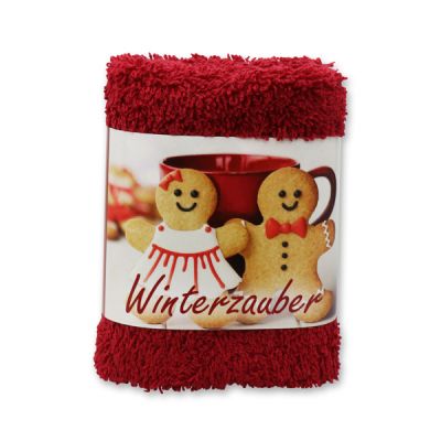 Hand towel 30x30cm "Winterzauber", bordeaux 