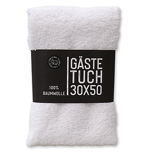 Guest towel white 30x50cm with paper "Black Edition" 