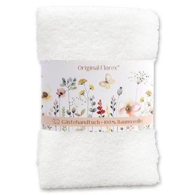 Guest towel 30x50cm "Blütenzart" with design 3, white 