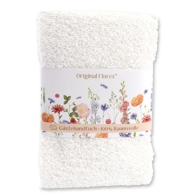 Guest towel 30x50cm "Blütenzart" with design 4, white 