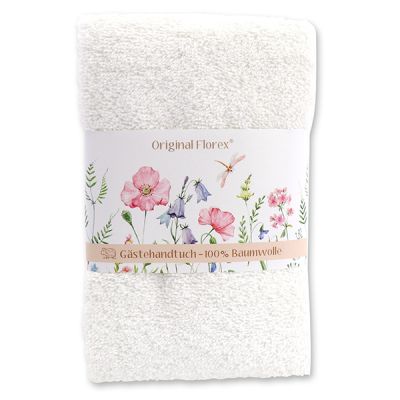 Guest towel 30x50cm "Blütenzart" with design 5, white 