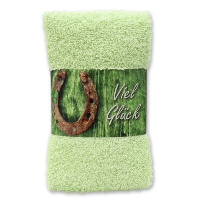 Guest towel 30x50cm "Viel Glück", green 