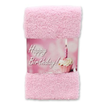 Gästehandtuch 30x50cm "Happy Birthday", rosa 
