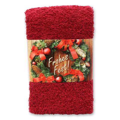 Guest towel 30x50cm "Frohes Fest", bordeaux 