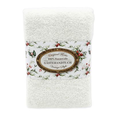 Towel 30x50cm "Vintage motif 218", white 