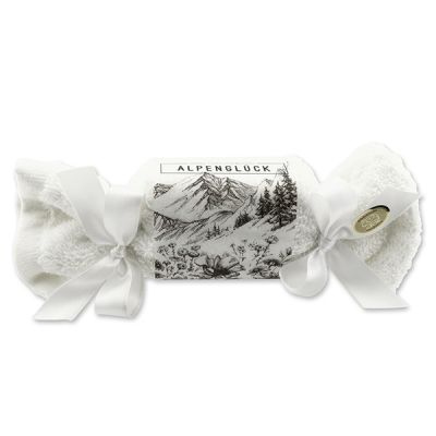 Sheep milk soap 100g in a washcloth "Alpenglück", Edelweiss 