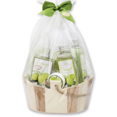 Wooden basket set 8 pieces in a cellophane bag, Olive 