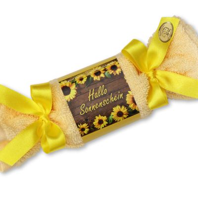 Sheep milk soap 100g in a washcloth "Hallo Sonnenschein", Sunflower 