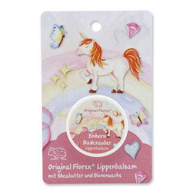 Lip balm 10ml with a card "Einhorn Badezauber", Flower magic 