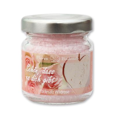 Bath salt 60g in a glass jar "Schön, dass es dich gibt", Peony 