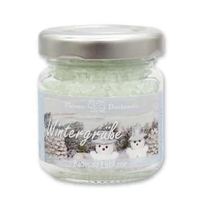 Bath salt 60g in a glass jar "Wintergrüße", Ice flower 