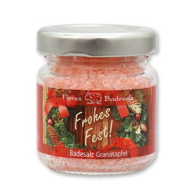 Bath salt 60g in a glass jar "Frohes Fest", Pomegranate 