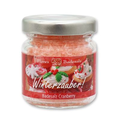 Bath salt 60g in a glass jar "Winterzauber", Cranberry 