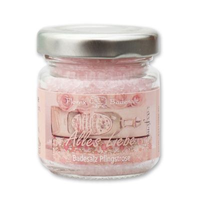 Bath salt 60g in a glass jar "Alles Liebe", Peony 