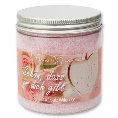 Bath salt 300g in a container "Schön, dass es dich gibt", Wild rose 