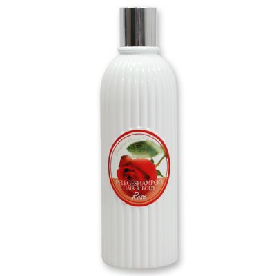Pflegeshampoo Hair&Body mit biologischer Schafmilch 330ml in der Flasche, Rose 