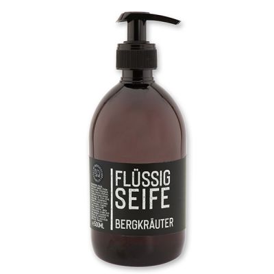 Echte flüssige Pflanzenölseife 500ml "Black Edition", Bergkräuter 