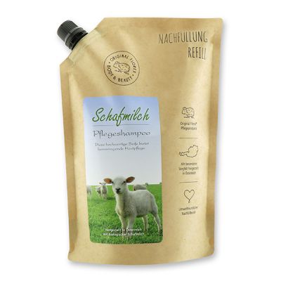 Pflegeshampoo Hair & Body mit biologischer Schafmilch 1L im Nachfüll-Beutel, Classic 