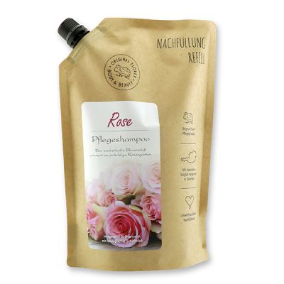 Pflegeshampoo Hair & Body mit biologischer Schafmilch 1L im Nachfüll-Beutel, Rose 