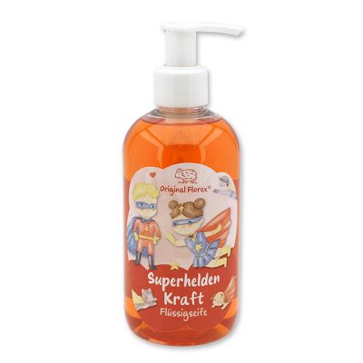 Liquid soap with organic sheep milk 300ml in a dispenser "Superhelden Kraft", Berry dream 