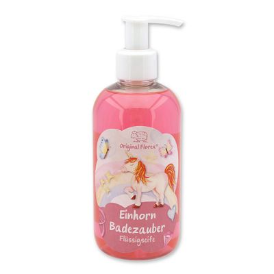 Liquid soap with organic sheep milk 300ml in a dispenser "Einhorn Badezauber", Flower magic 