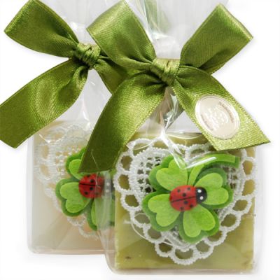 Sheep milk soap 35g decorated with a heart in a cellophane, Classic/verbena 