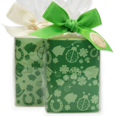 Sheep milk soap 100g decorated with a ribbon "lucky charm" in a cellophane, Classic/verbena 