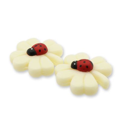 Sheep milk cloverleaf soap 32g decorated with a ladybug, Classic 